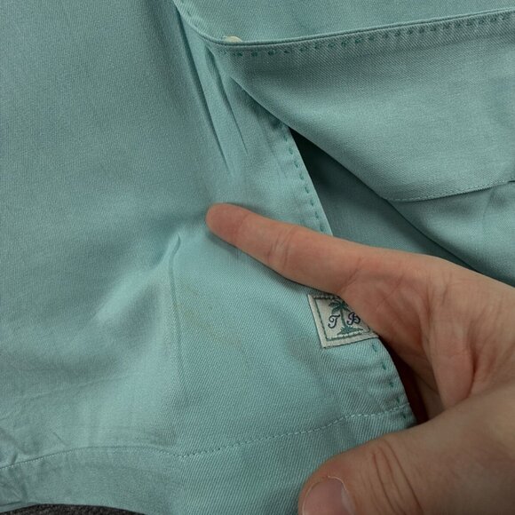 Tommy Bahama All Silk Light Blue Short Sleeve Button Up Shirt Hawaii Solid XL - Picture 15 of 16